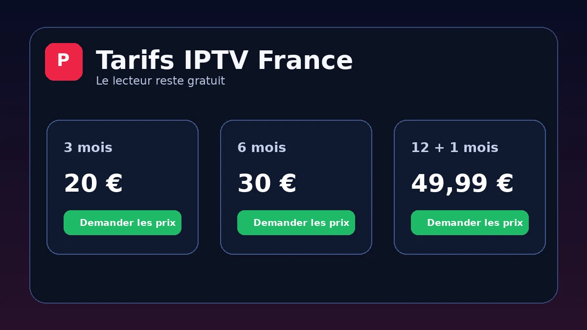Tarifs IPTV France : 3, 6 ou 12 mois